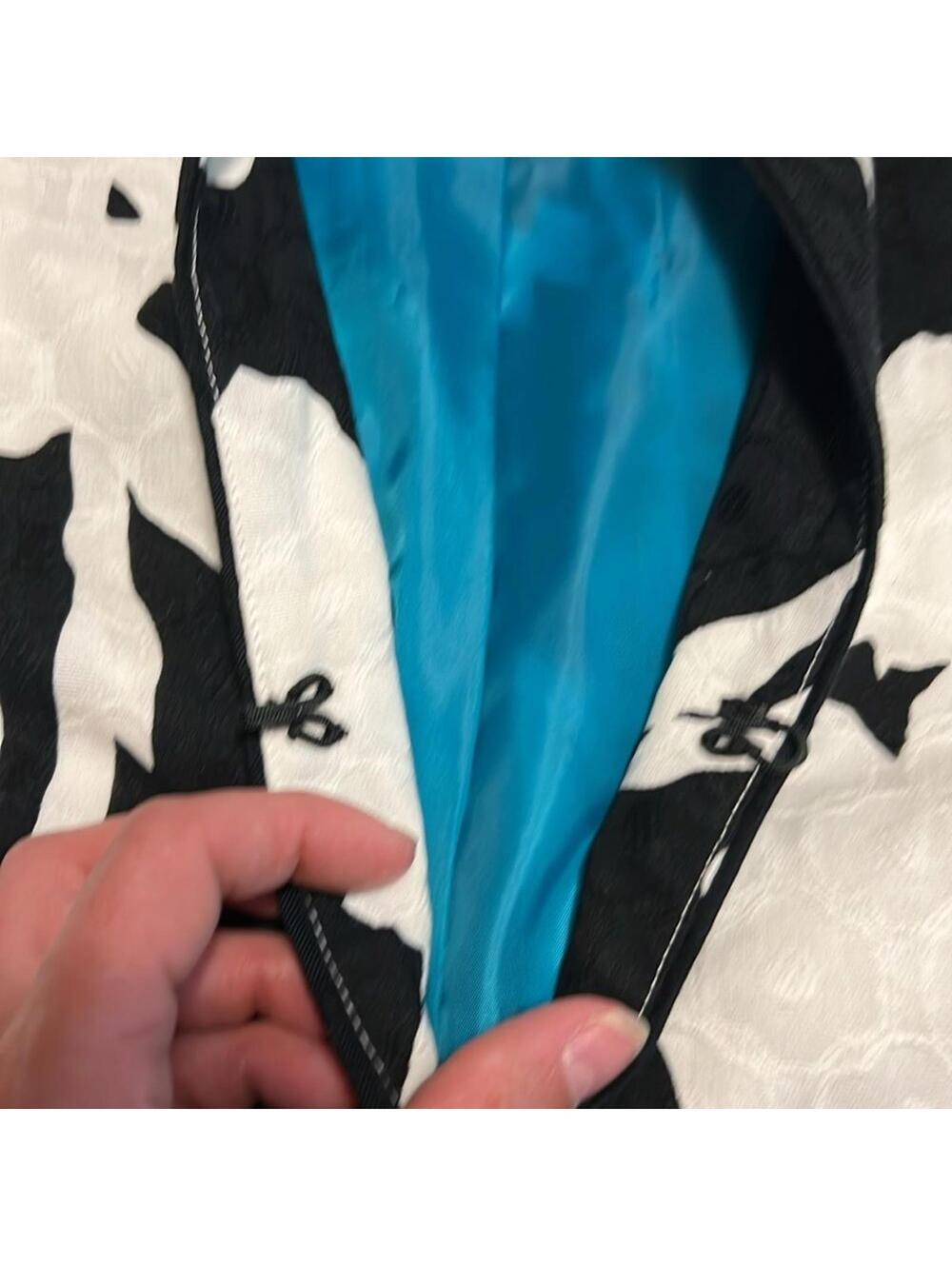 Chico's Textured Print Open Front Jacket 3/4 Sleeve Size 2 (12/14) - Picture 5 of 8